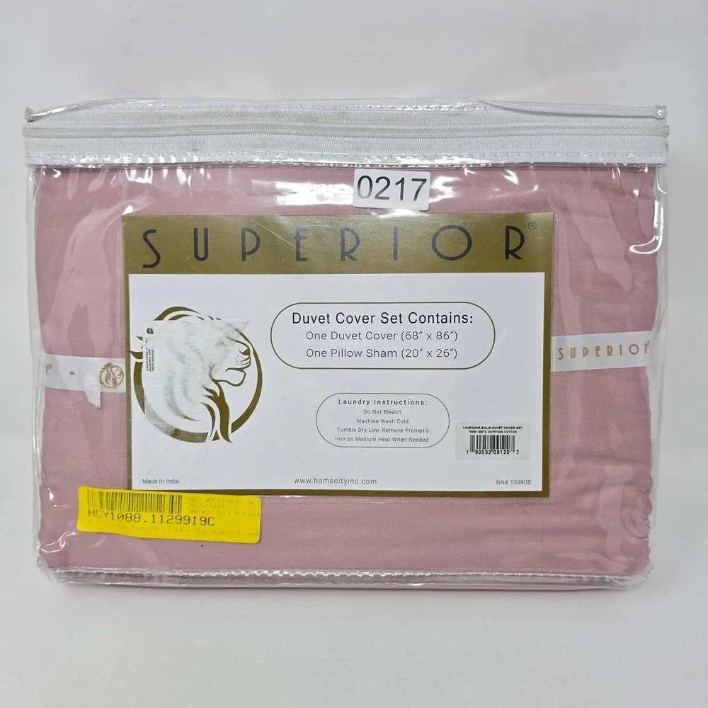 Superior Twin Duvet Cover Set 100% Egyptian Cotton 300TC Lavender 2pc New